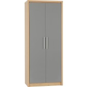 Seville 2 Door Wardrobe Grey Gloss/Light Oak Effect Veneer